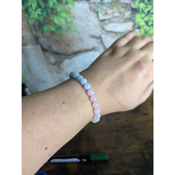 Rose quartz and Celestite bracelet beautiful coquette fairy crystal pastel witch - Picture 1 of 4